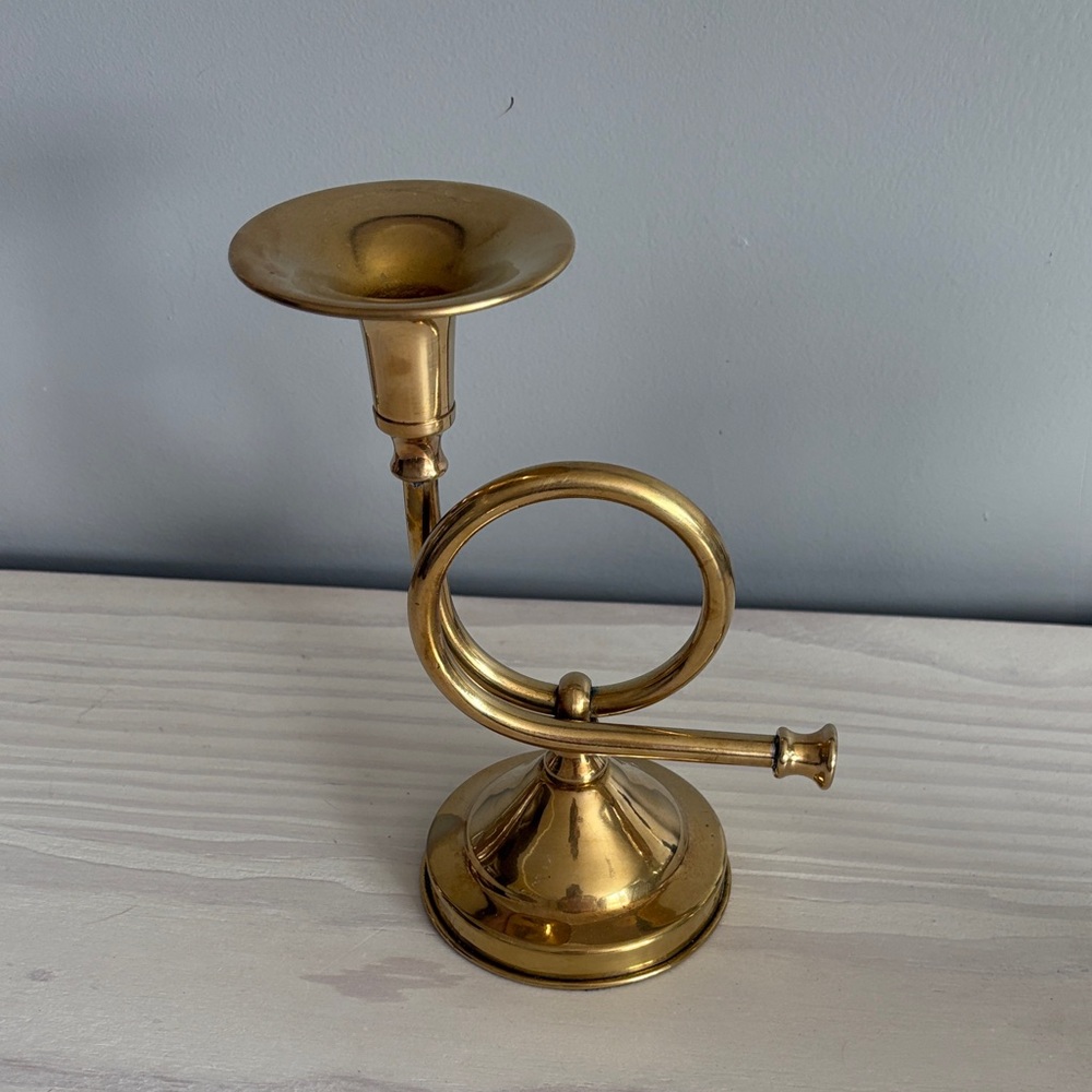 VTG Gatco Brass French‎ Horn Candle Holder